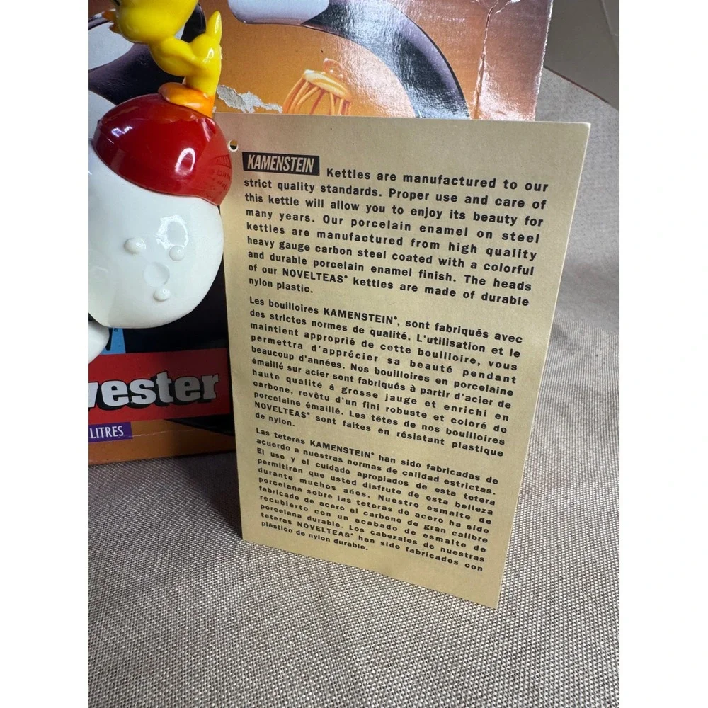 VTG 1994 Kamenstein Looney Tunes Sylvester Tweety Whistling Tea Kettle in Box 3L